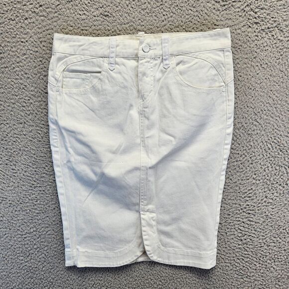 Armani Exchange Skirt‎ Womens Size 4 White Front Slit Stretch - Picture 1 of 8